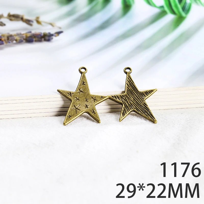 

29*22mm 8pcs Pentagram Alloy Pendant For Diy Jewelry Making 2 Colors Antique Silver Antique Bronze No.1176