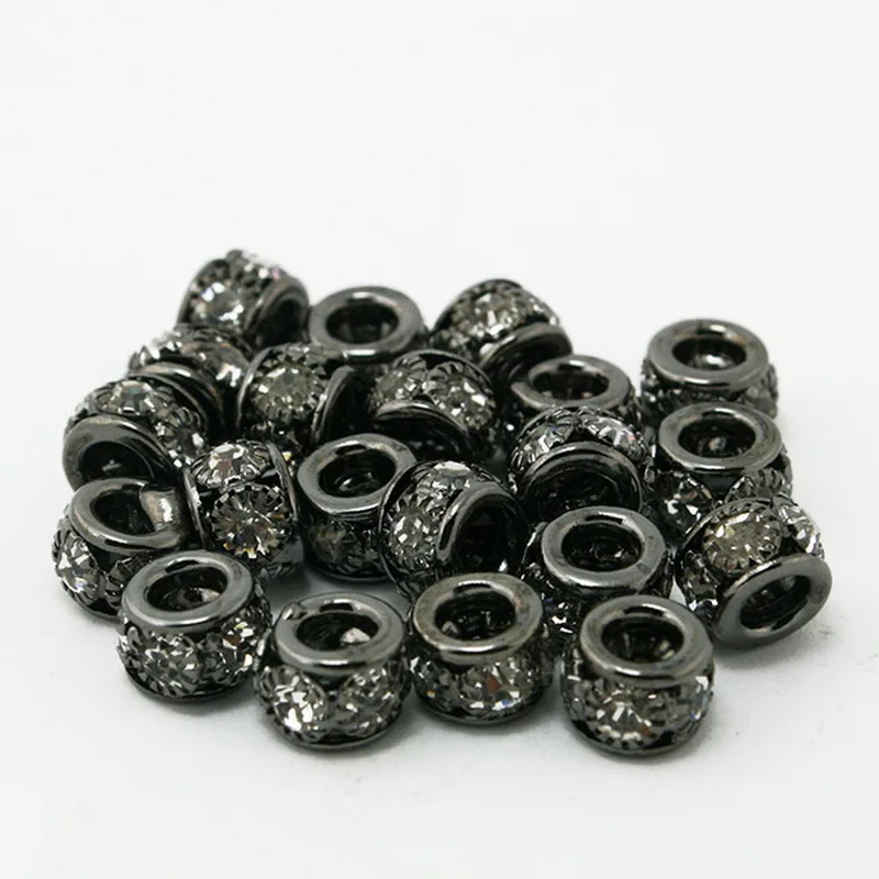 NiceBeads 6*8 мм 4 шт. круглые посеребренные бусины с кристаллами Стразы для