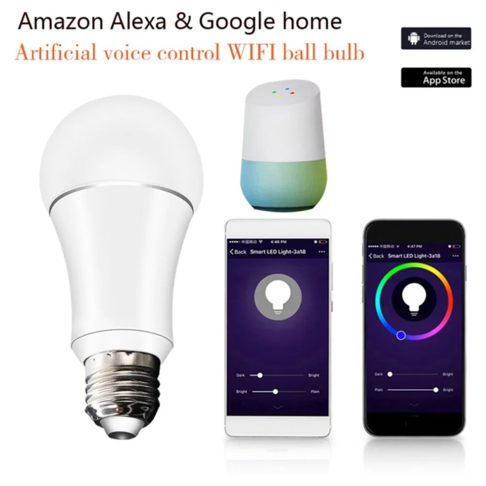E27/E22/E14 Беспроводной WiFi умный светодиодный лампы Поддержка Alexa Google home 7 Вт EQ0104101