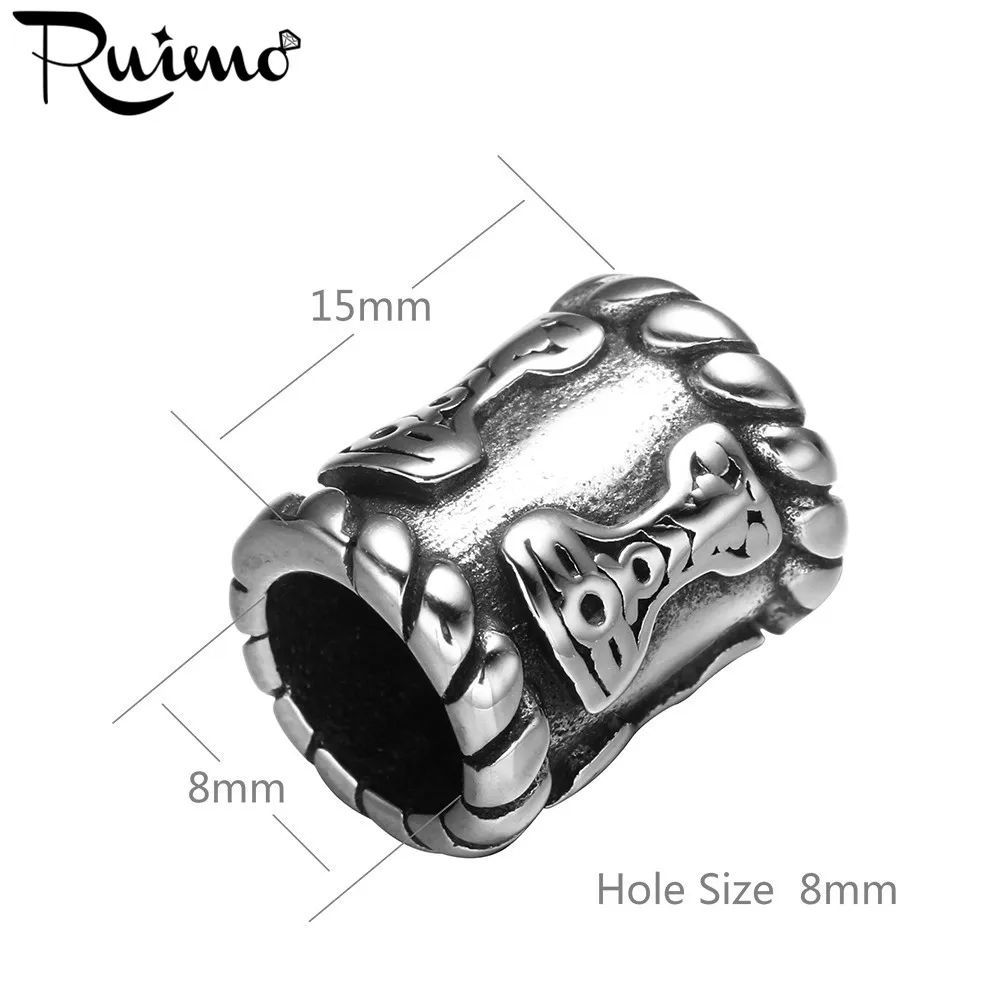 RUIMO 316L трубка викингов из нержавеющей стали металлические бусины с большим