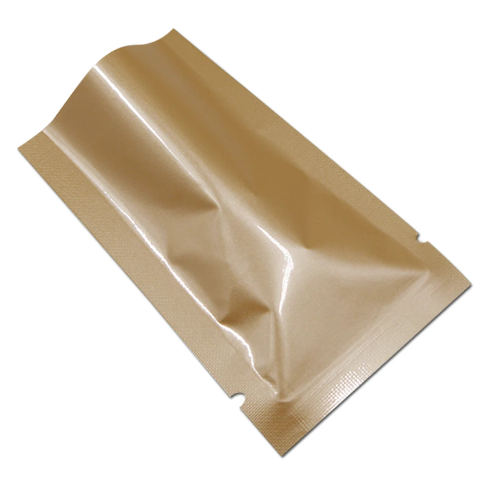 

200Pcs Aluminum Foil Opening Top Heat Seal Flat Bag Tear Notch Vacuum Package Coffee Pouch Moisture Proof Food Grade Saver Bags