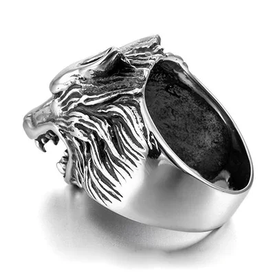 Fengfury wolf head shaped ring made of stainless steel beautiful fashion for men and girl |