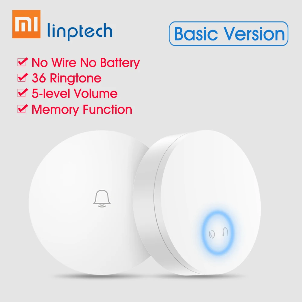 Беспроводной дверной звонок Xiaomi Mijia Linptech Wi-Fi с функцией интеллектуального управления памятью от Mijia 110-240 В переменного тока