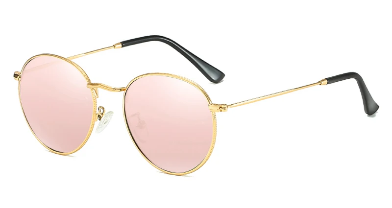 gold with pink Peekaboo, Ретро стиль, круглые солнцезащитные очки, мужские, поляризационные, uv400,, летние, поляризационные, солнцезащитные очки, мужские, для вождения, металлическая оправа, золотой, черный, зеленый - Цвет линз: gold with pink