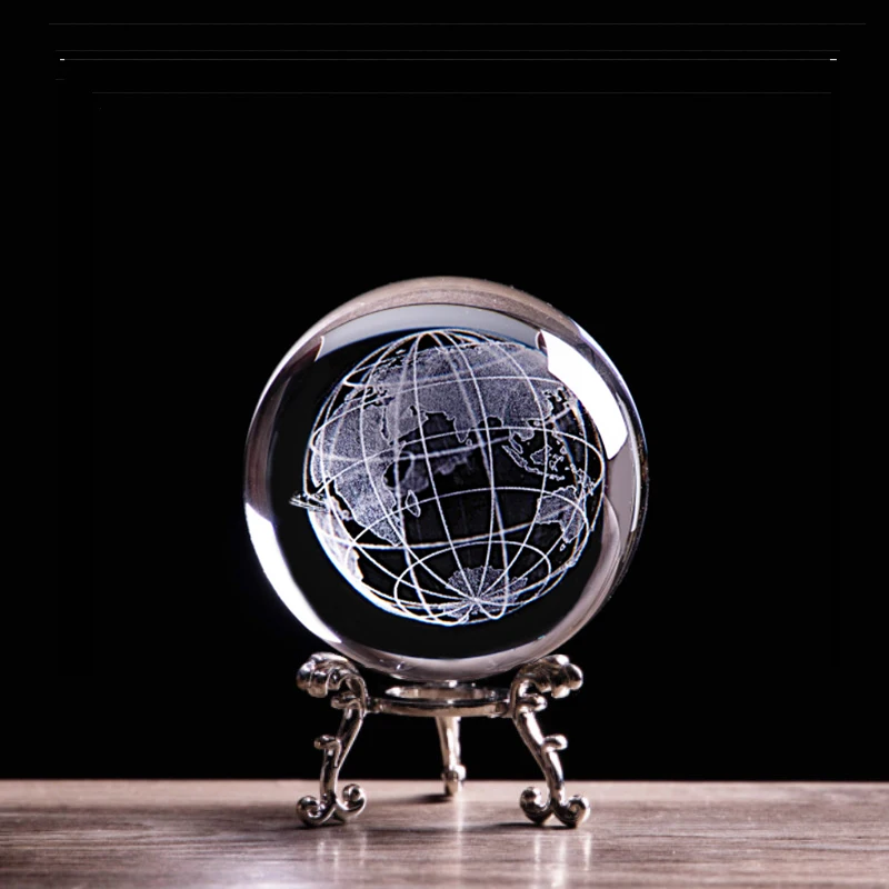 3D лазерная гравировка шар с кристаллом миниатюрный стеклянный сфера Paperweight