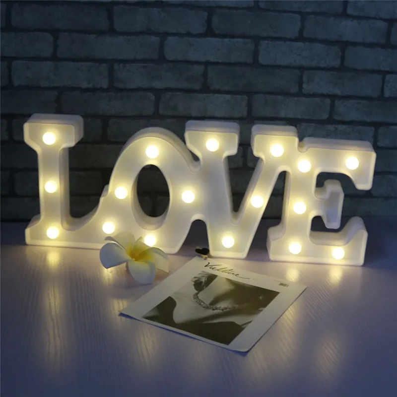 DELICORE LED Night Light Sign 3D LOVE Marquee USB And Battery Operated Luminaria Desk Lamp For Lover's Gift Wedding Decor M128 | Лампы и