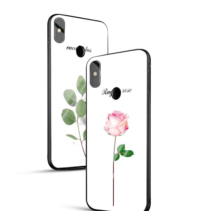 Чехол из закаленного стекла с цветком для Xiaomi Mi 8 SE Lite 5X A1 6X A2 6 5S Plus Mix 2S 3 Max 2 Чехлы