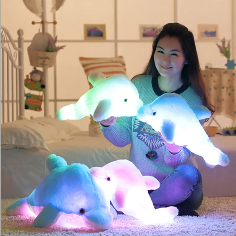 YunNasi 45 см мягкие игрушки Ночник LED плюшевая игрушка Дельфин для детей Подушка PP