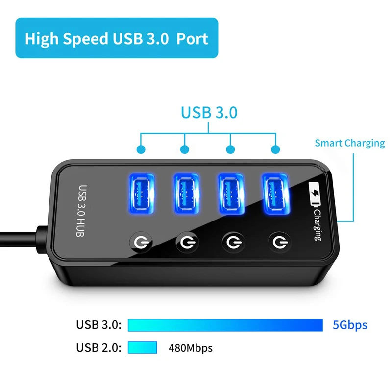 Usb хаб 3 0 Супер Скоростной 5 Гбит/с 4 7 портов + 1 Портативная зарядка USB разветвитель
