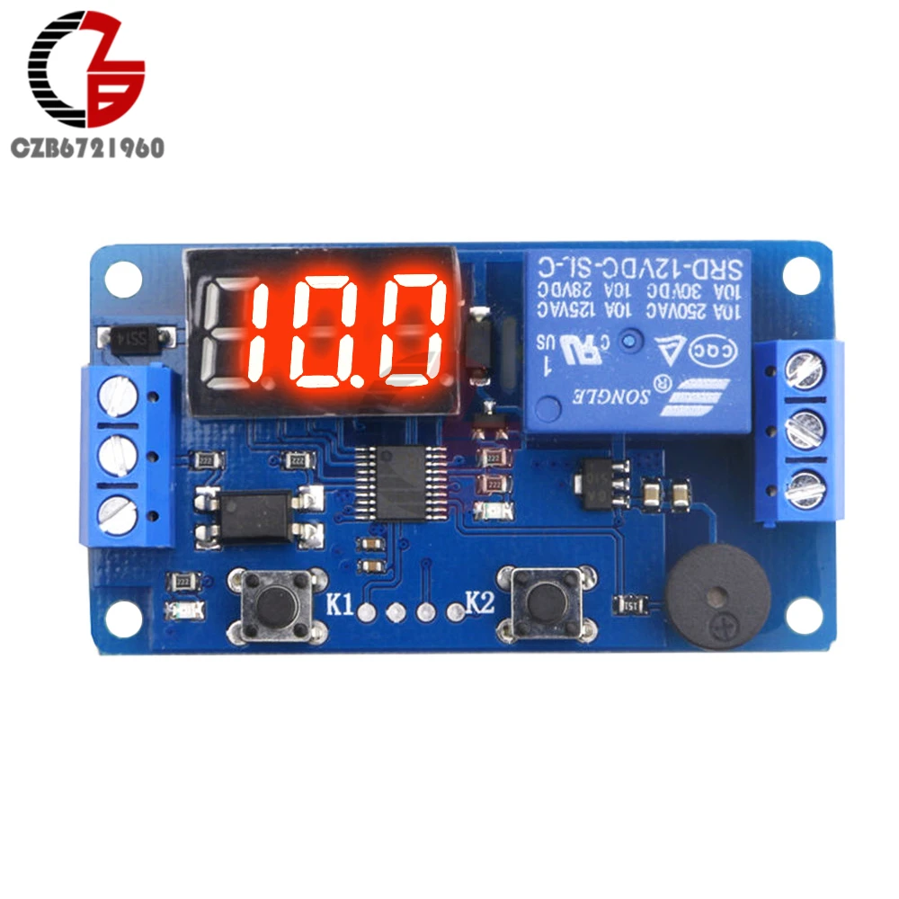 

DC 12V LED Digital Time Delay Relay Module Timer Relay Time Control Switch Trigger Timing Board PLC Automation Car Buzzer