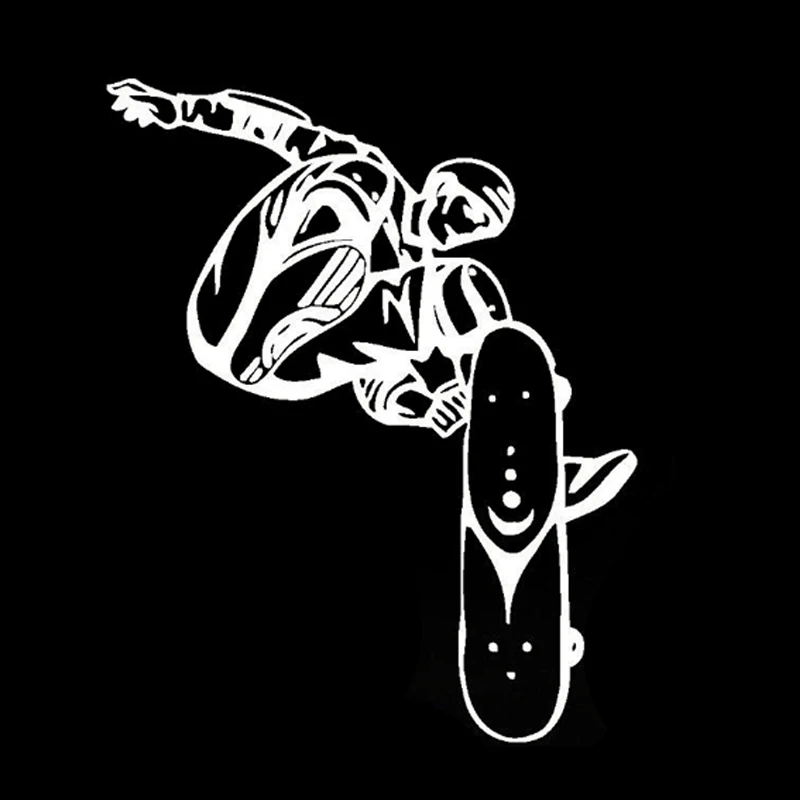 

12.9CM*16.1CM Interesting Skateboard Extreme Sports Decal Vinyl Car Sticker Black/Silver Decor S9-0981