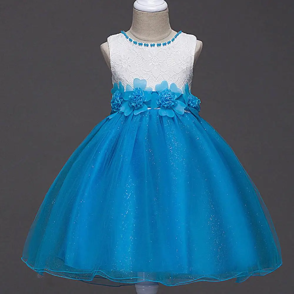 Платье для девочек; Vestidos; высокое качество; деловой костюм; Детские платья для девочек; свадебное платье; праздничное платье-пачка принцессы - Цвет: Sky Blue