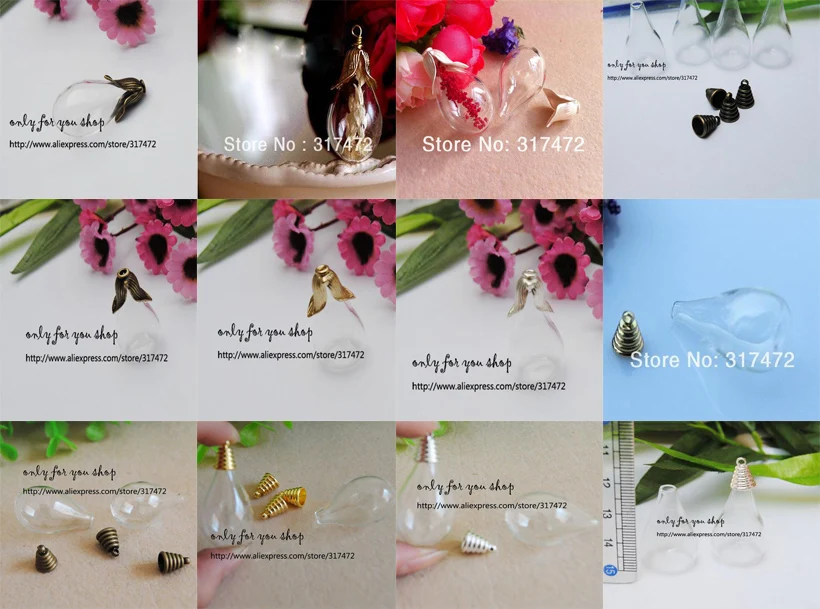 Флакон стеклянный с округлым дном пузырьками и цветами | Украшения аксессуары