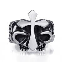 elfasio mens boys cross skull 316l stainless steel punk biker ring wholesale jewelry