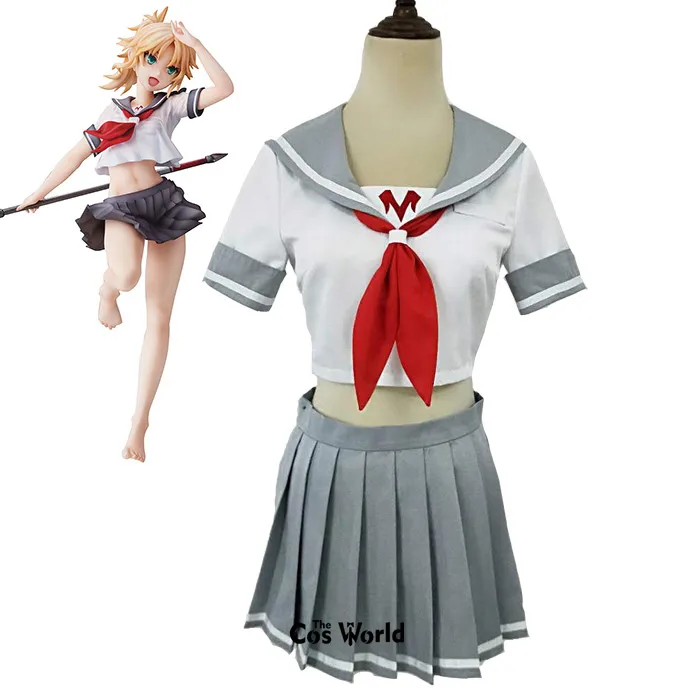 Fate Grand order Mordred/летнее платье с короткими рукавами костюм моряка JK школьная форма