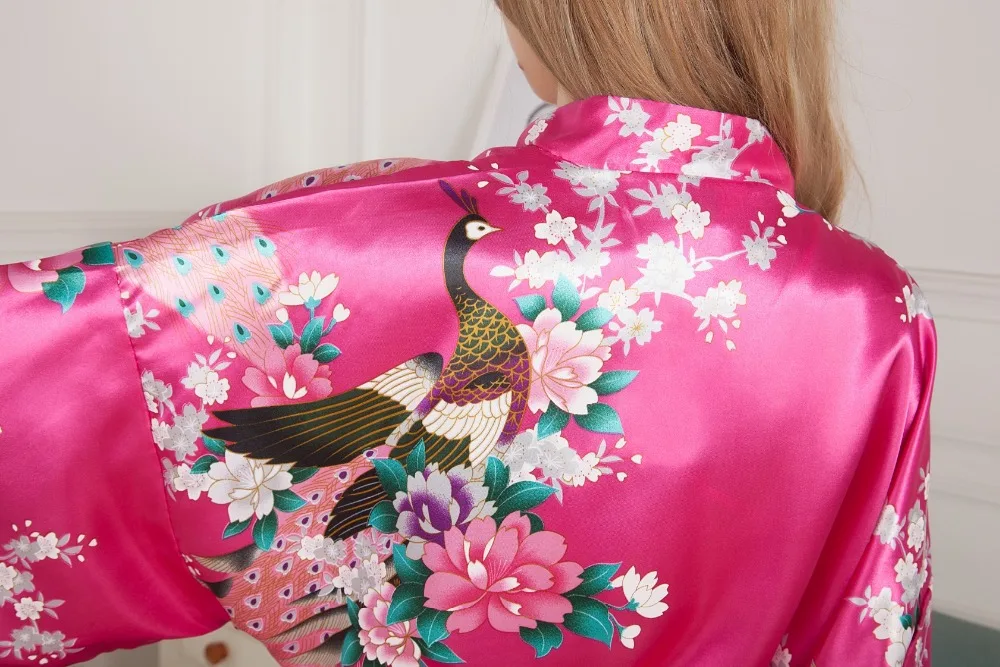 Женский банный халат Короткое Кимоно с цветочным рисунком для невесты подружки