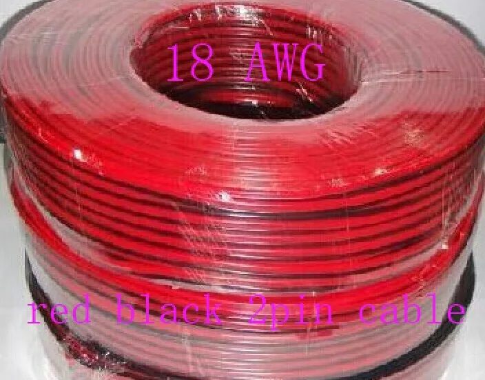 Бесплатная доставка + 30 м/лот луженая медь 18AWG красный черный 2pin кабель 18 AWG провод