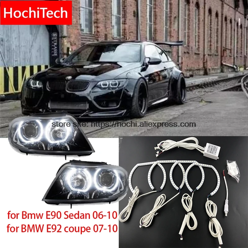 

HochiTech RGB Multi-Color LED Angel Eyes Halo Rings kit super brightness car styling for BMW E90 Sedan 2006-2010 E92 Coupe 07-10