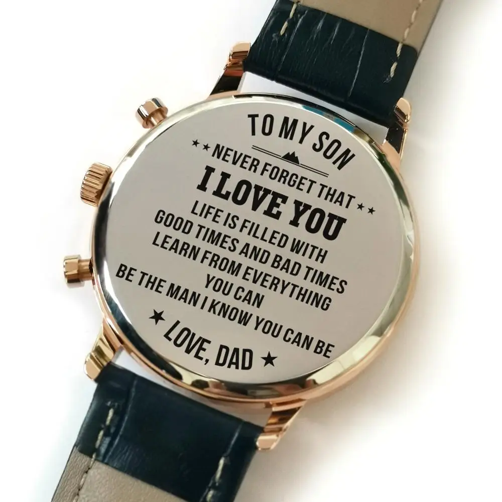 Мужские Аналоговые часы с календарем водонепроницаемые гравировкой до 30 м