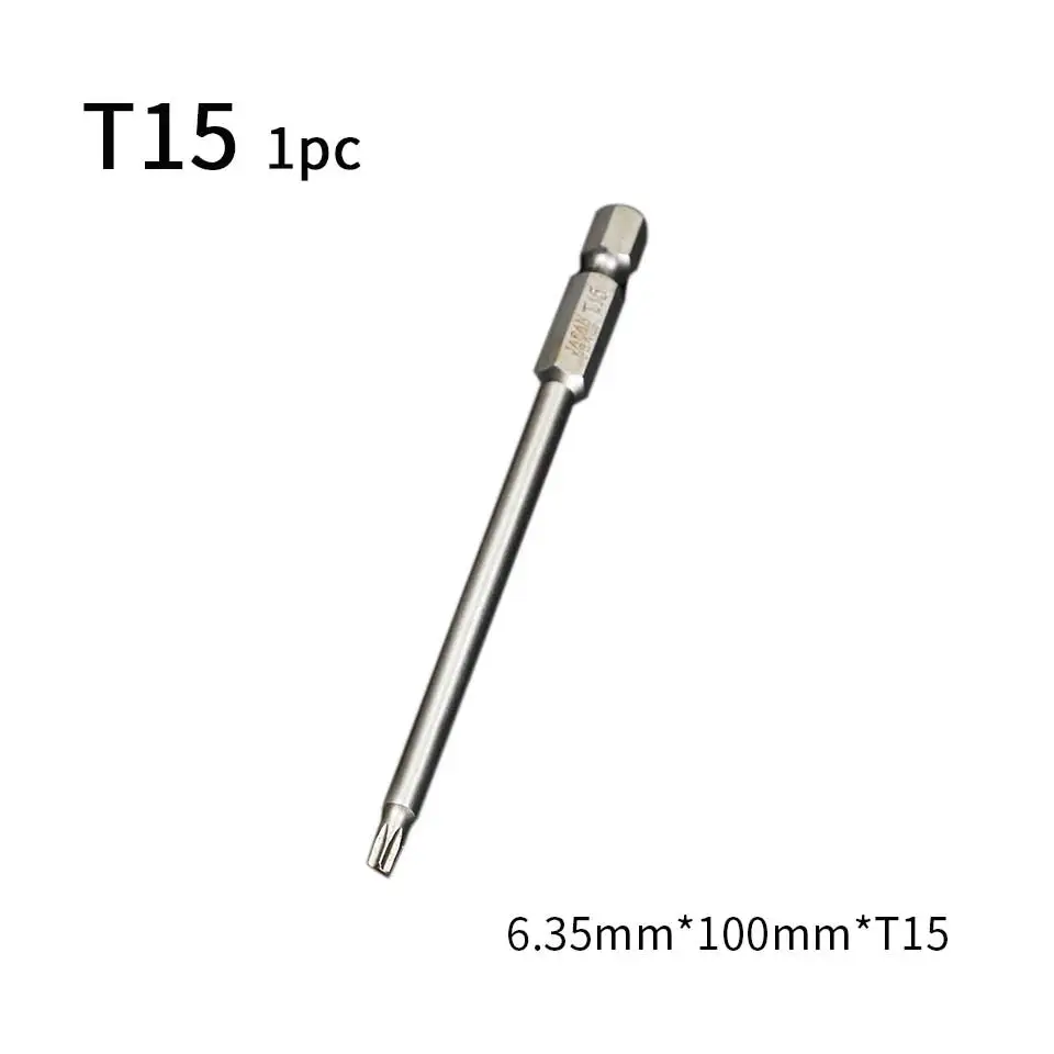 T15 1PC 100 мм Шестигранная Отвертка 1/" хвостовик с отверстиями T6-T40 сверло Шестигранная Torx электрическая отвертка с магнитным наконечником Набор бит Chave De Fenda - Цвет: T15 1PC