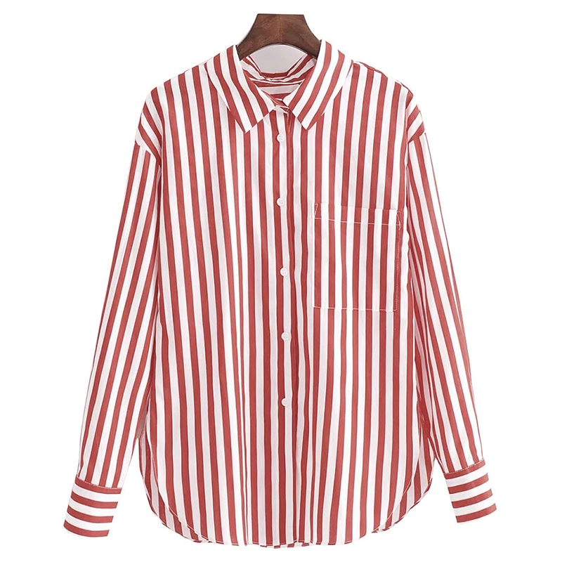 Полосатые блузки Blusa новые женские топы весенние Рабочие Рубашки с длинным