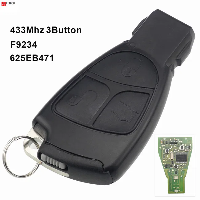 Keyecu 433 МГц 2 кнопки дистанционного ключа Fob для Mercedes Benz B C E ML S CLK CL comptte управления