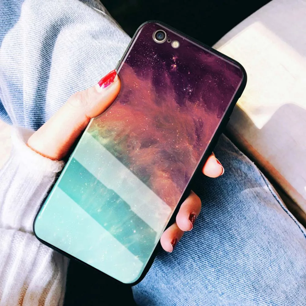 Закаленное стекло звездное небо чехол для телефона iPhone XR Xs Max X 8 7 6S 6 Plus