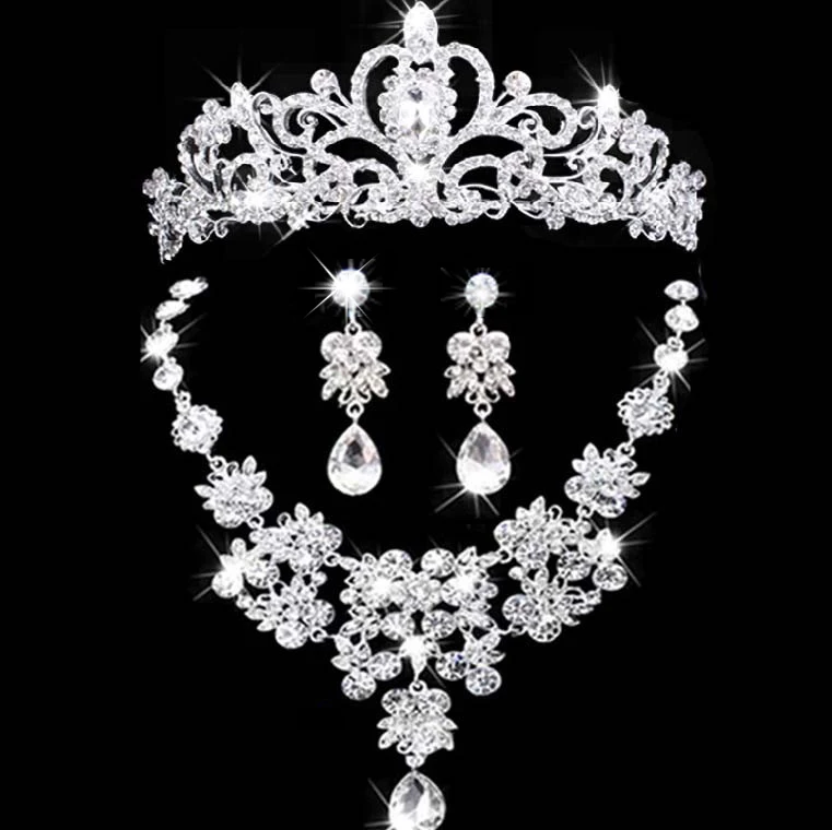 Роскошная бижутерия Стразы Корона brincos colar de joias consets mulheres Party jantar casamento