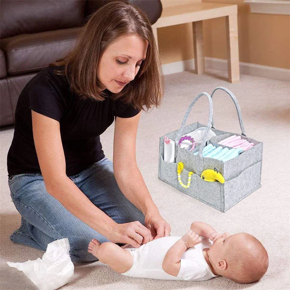

Portable Baby Infants Nappy Diaper Felt Storage Bag Organizer Caddy Basket New