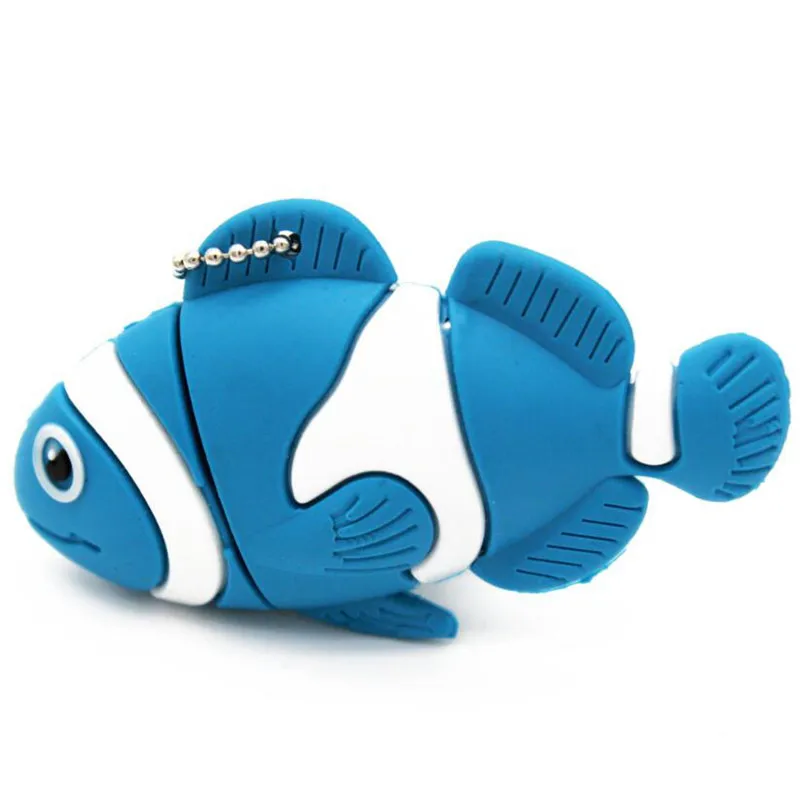 Jaster lovely fish, usb флеш-накопитель, 64 ГБ, 32 ГБ, маленькая ручка-накопитель с животными, 16 ГБ, карта памяти, мультяшный USB 2,0 - Цвет: Cyan