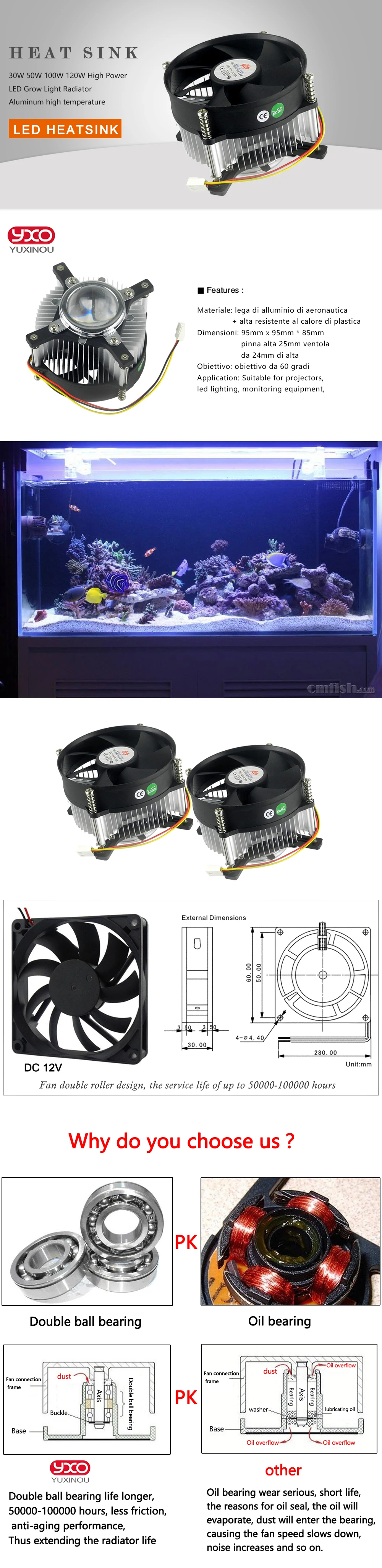 DIY светодиодный радиатор 30w 50w 100w алюминиевый светодиодный теплоотвод 100 Вт Светодиодный радиатор для Светодиодный grow светильник кулер вентилятор охлаждения