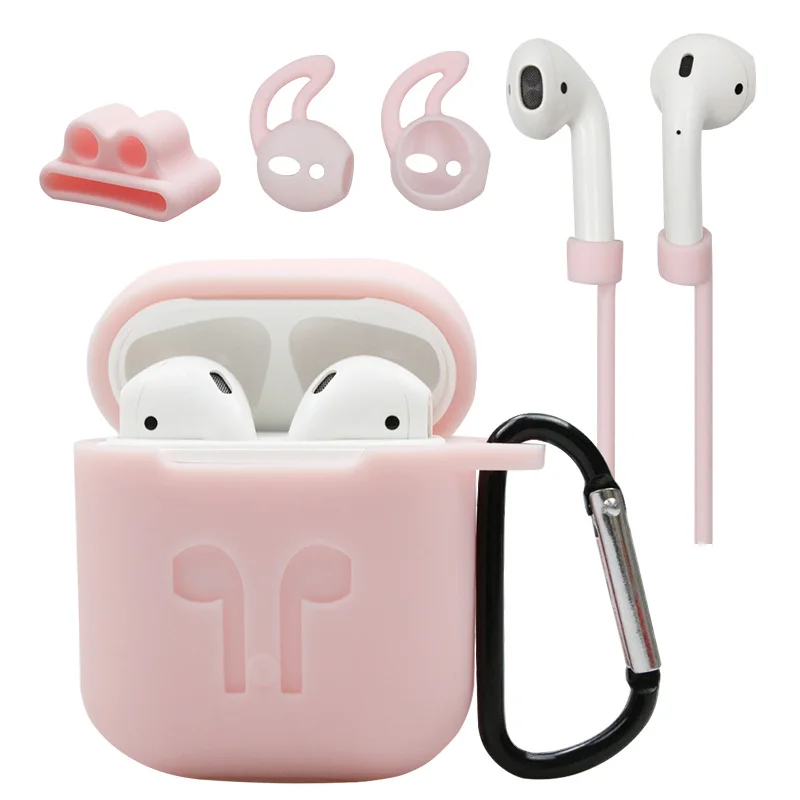 Для Airpods футляр для наушников Силиконовый чехол и анти потерянный ремешок ушные крючки Apple AirPods упаковка из 5