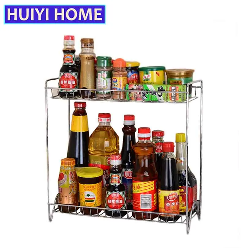 Huiyi домашний двухслойный стеллаж для специй металлический кухонный Органайзер