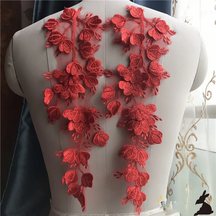2pairs manual flower embroidery patch applique for Bridal wedding dress sewing fabric accessories clothing decoration | Дом и сад