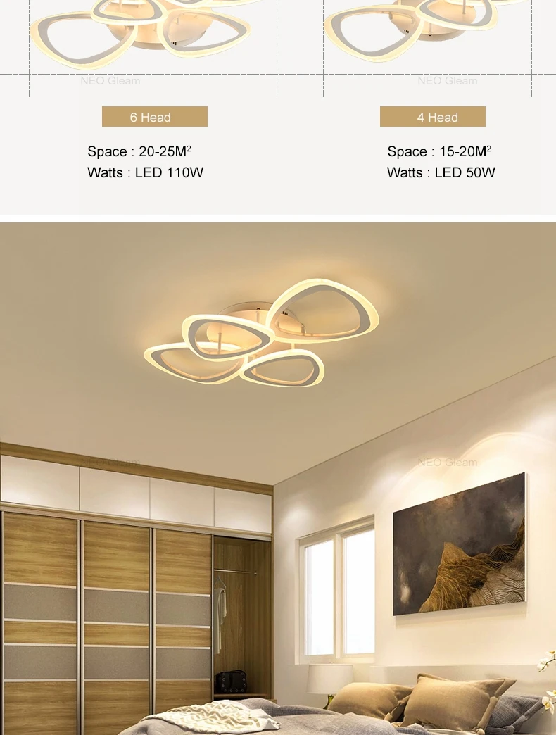 NEO Gleam New Arrival Hot Modern Led Chandelier For Living Room Bedroom Study Room Home Deco Surface Mounted Ceiling Chandelier