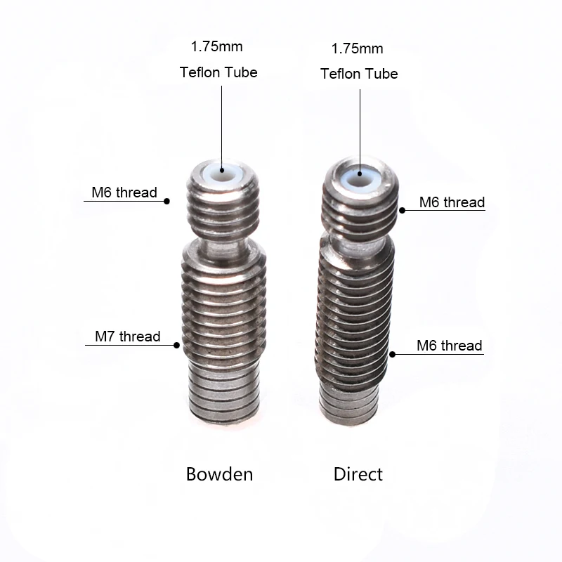 

V6 Throat Bowden Direct Heat Break Hotend Stainless Steel All Metal With Teflonto Tube Pipe 1.75/3mm J-head 3D Printer Parts