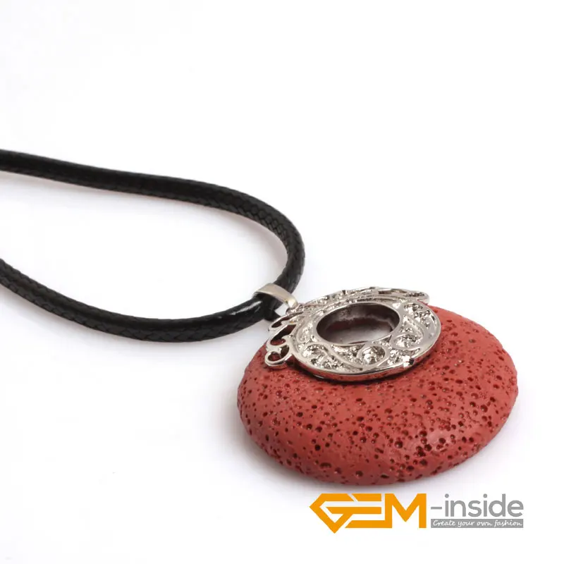 Вулканическая лава для монет 40 мм кожаное ожерелье с подвеской из губчатого