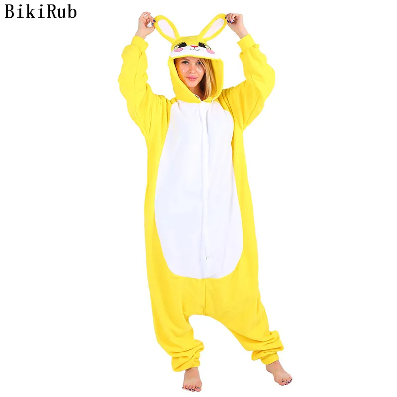 Женская пижама для животных женская с капюшоном Kigurumi желтый кролик героями