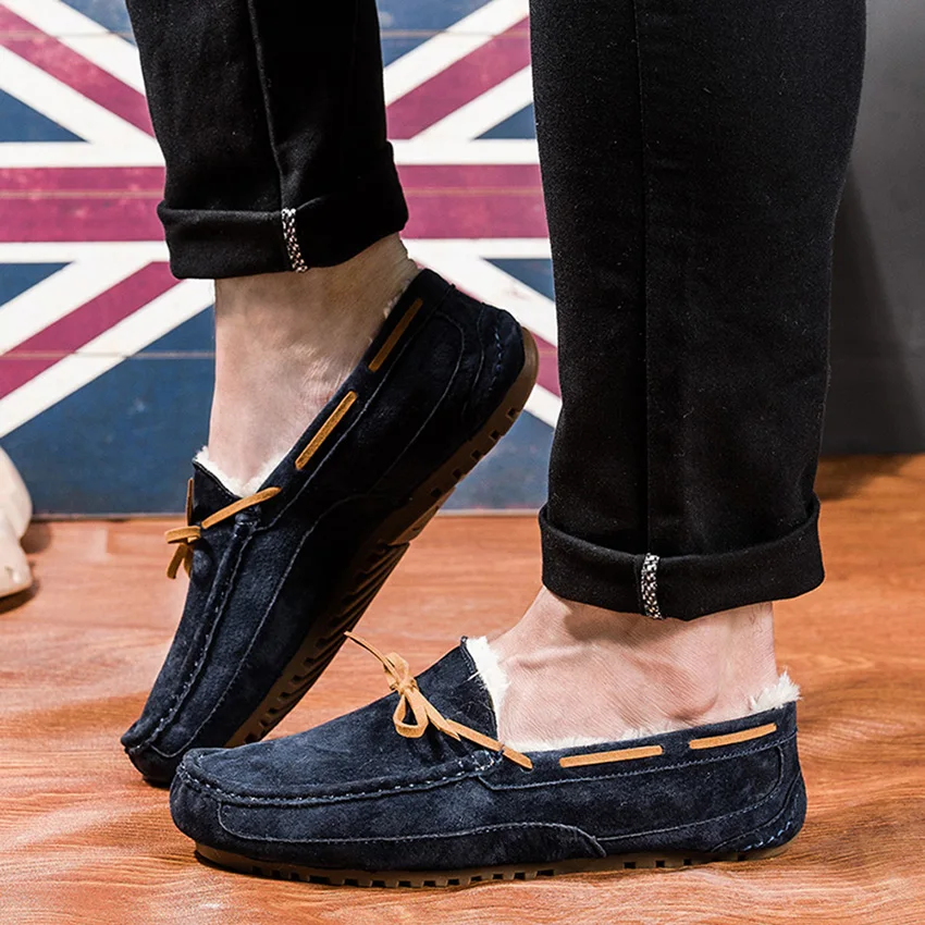 KRORCHE Мужчины Зимние Ботинки Loafer Изоляцией Флисовые Обувь Размер 5.5-9.5