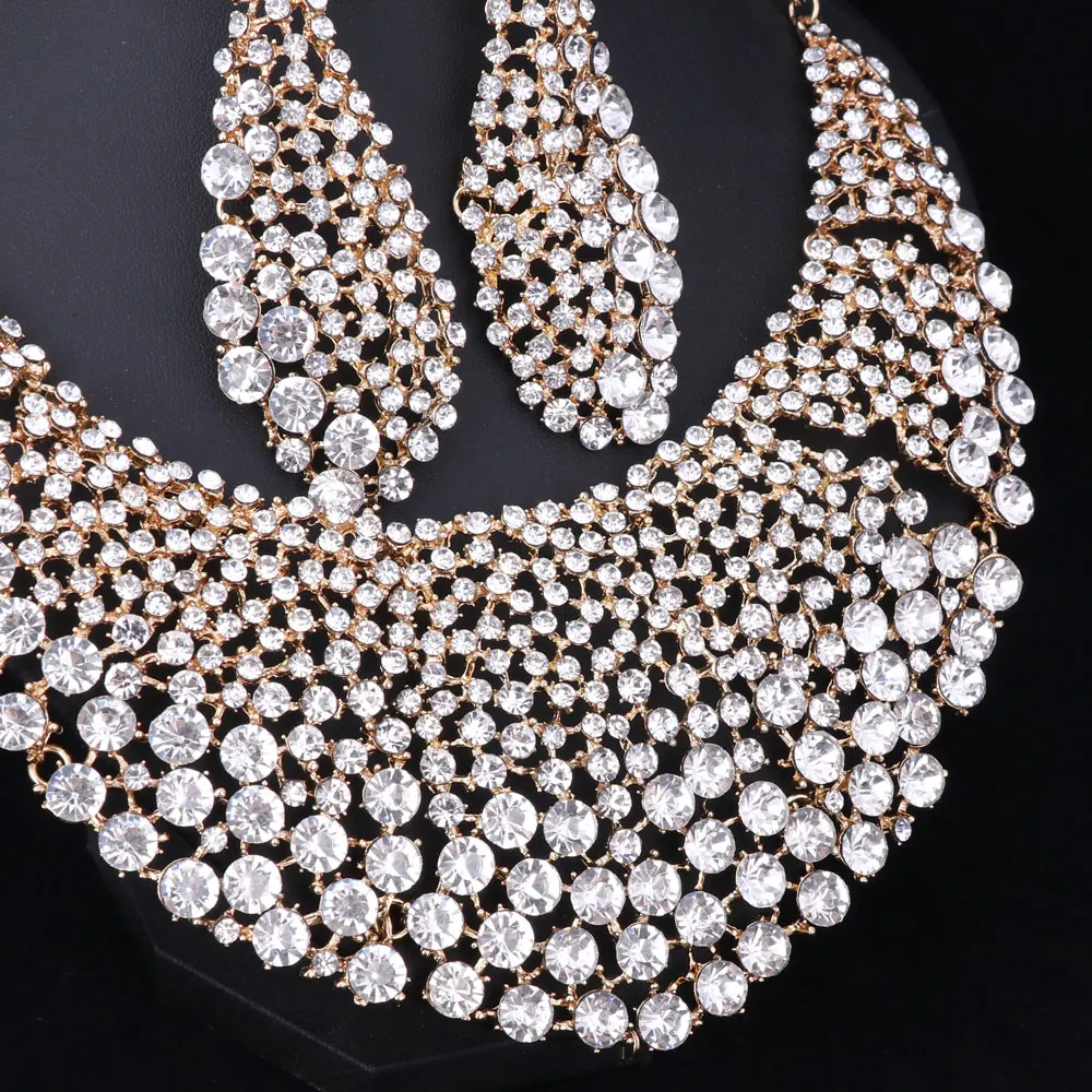 Модные наборы свадебных ювелирных изделий свадебное ожерелье серьги для невест