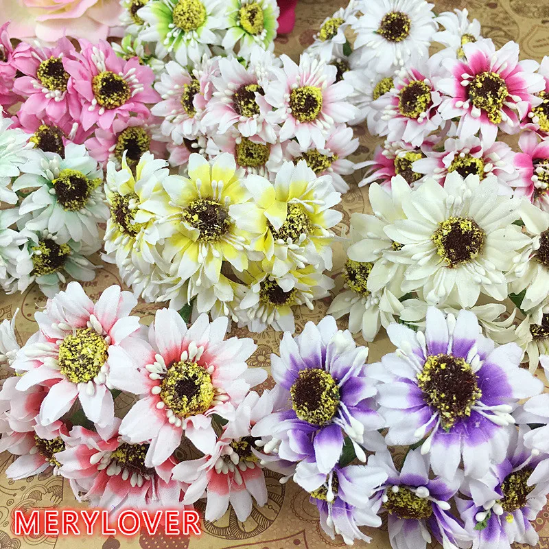 

5pcs/lot Forest Style Daisy Artificial Flower Bouquet For Wedding Party Decoration DIY Gift Box Accessories Daisy Fake Flowers
