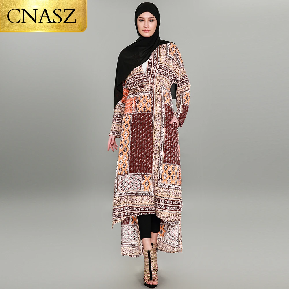 Мусульманское платье с принтом абайя мусульманское хиджаб кимоно халат Дубай