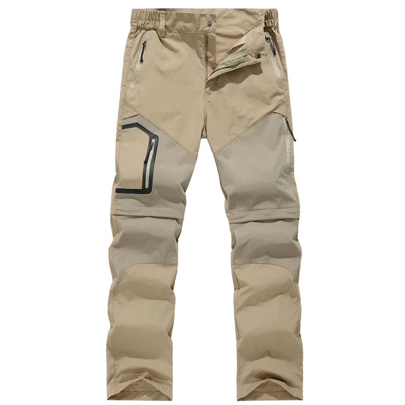 Khaki RAY GRACE мужские летние уличные штаны Водонепроницаемые съемные быстросохнущие шорты штаны карго с карманами мужские отслеживание рыбы во время рыбалки Пешие прогулки мужские - Цвет: Khaki