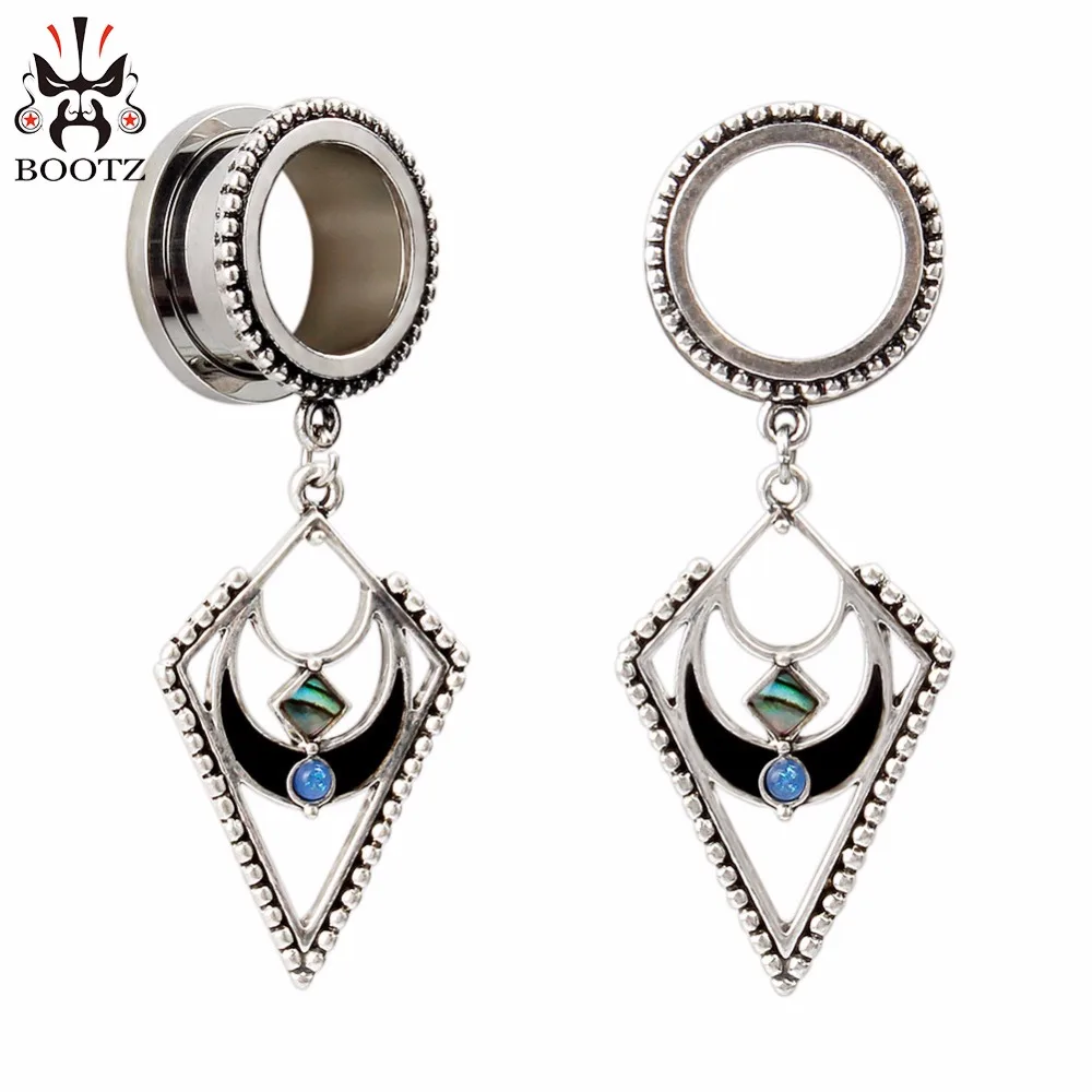 

KUBOOZ New Stainless Steel Helix Dangle Ear Plugs Piercing Body Jewelry Gauges Tunnels Earrings Expander Stretchers 2PCS