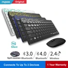 Rapoo 8000 м Multi-mode Silent Беспроводной клавиатура Мышь Combo Bluetooth 3,04,0 РФ 2,4 г переключаться между 3 устройств связи