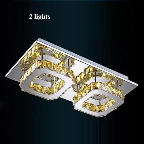 2 lights Современная зеркальная стальная затемненная светодиодная люстра потолочного освещения с кристаллами для гостиной Светодиодная потолочная лампа для спальни светодиодные принадлежности для потолочного светильника - Цвет корпуса: 2 lights