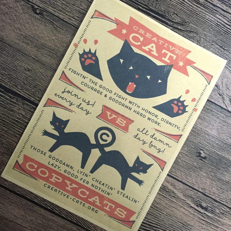 Бесплатная доставка Винтаж США Cat Дизайн Крафт Бумага плакат в ретро-стиле ручной