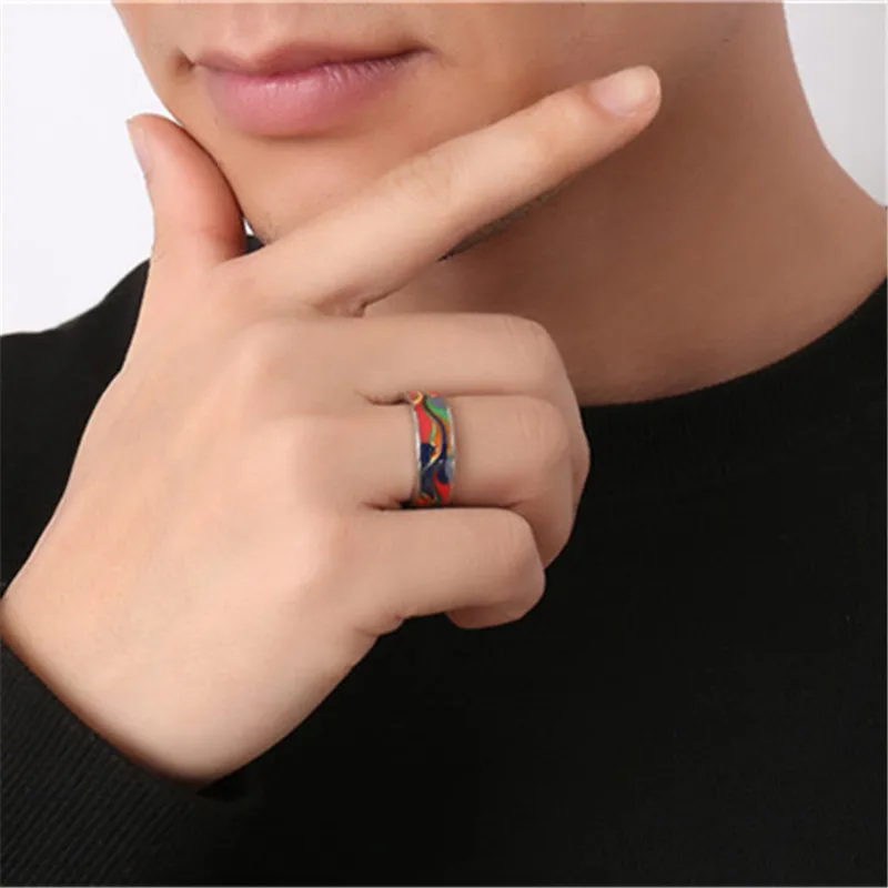 CC винтажные кольца из нержавеющей стали для мужчин и женщин абстрактная картина