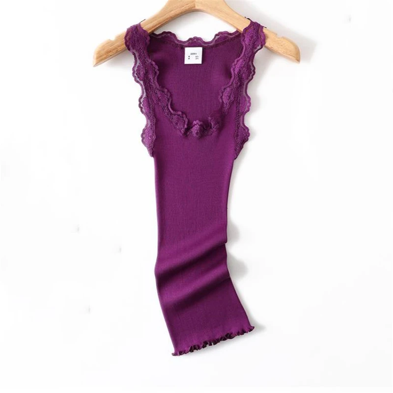 

Woman 70% Silk Tank Female Stretch 70% Silk Tops Women Slim Tees Lady Seda Knitted Vest Woman Seda Vests lady Breathable tanks