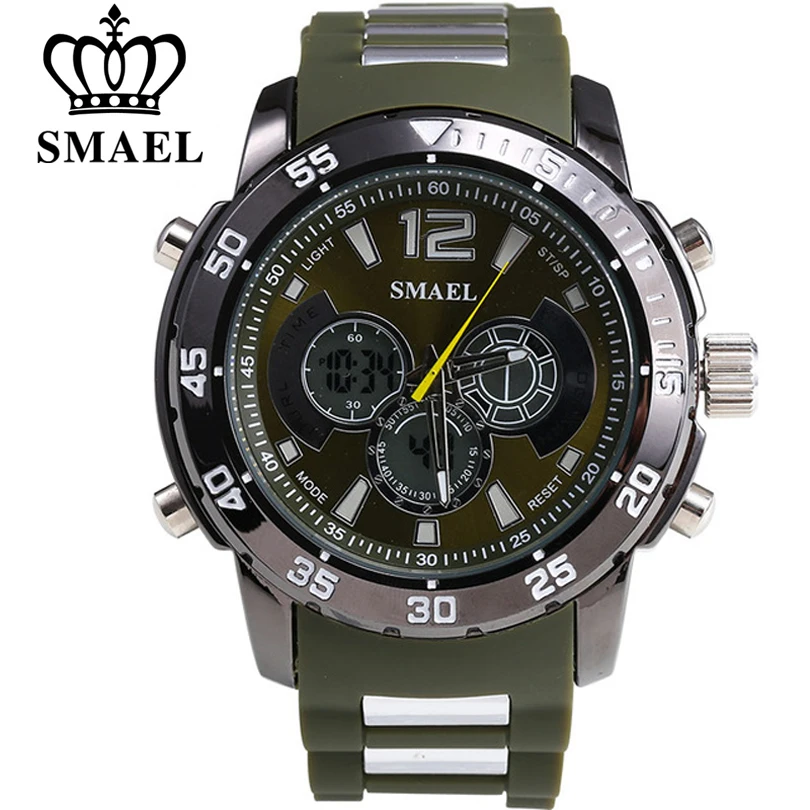 Часы SMAEL Мужские кварцевые цифровые брендовые Спортивные Повседневные